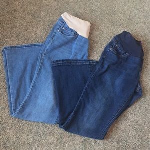 Indigo blue panel maternity boot cut denim jeans L